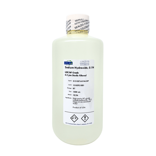 0.1N Sodium Hydroxide (NaOH) Solution - USP/NF Grade - 0.2uM Sterile - Filtered - 500mL - ufcbio
