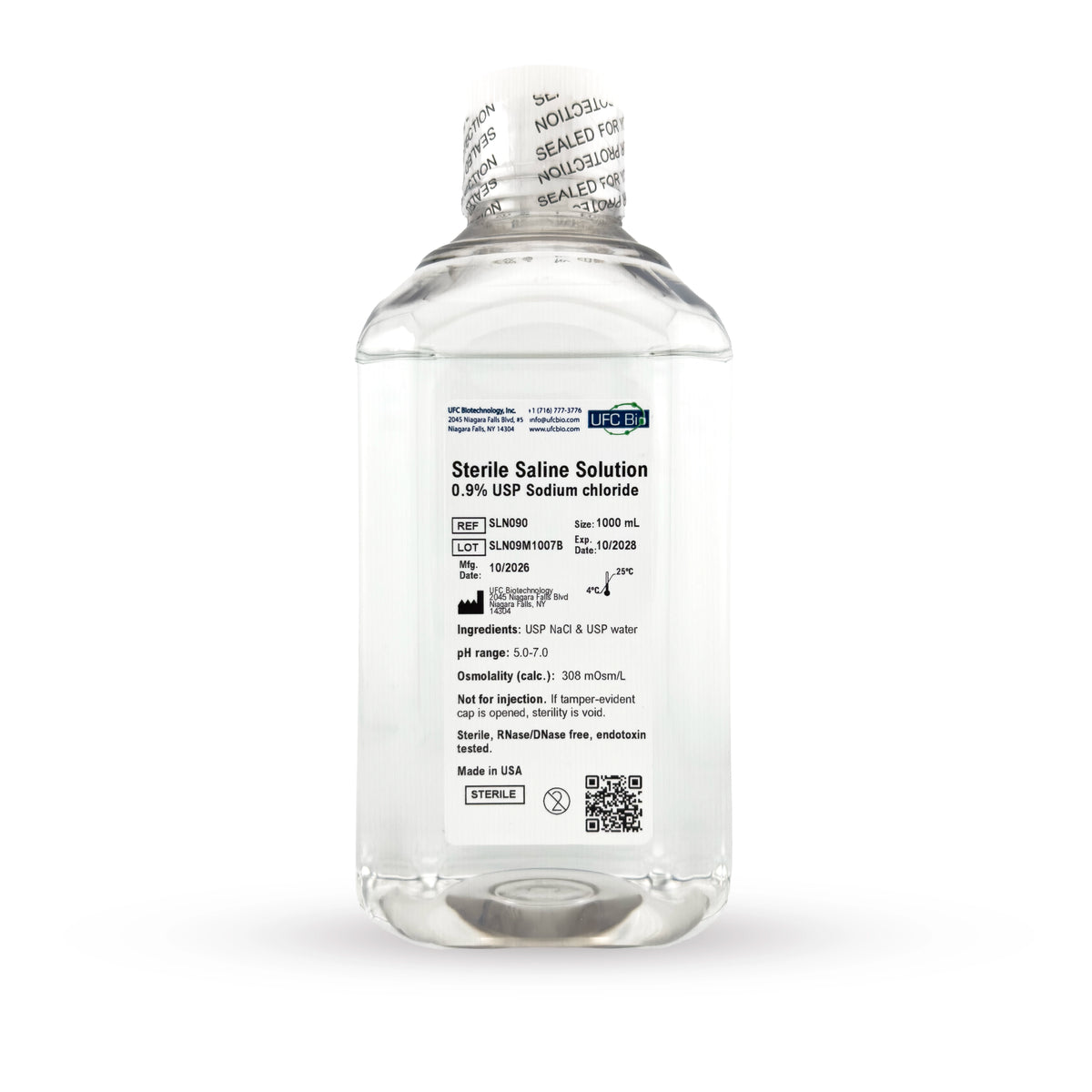 Sterile Saline Solution (0.9% NaCl), USP-Grade Sodium Chloride, 0.05 µm Filtered
