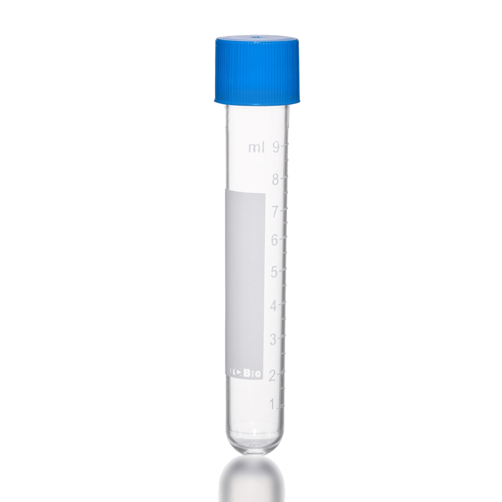 12mL Transport/Culture Tube, 16 × 100mm, Transparent, with screw cap, white printed graduations, sterile - 1000 Tubes - ufcbio