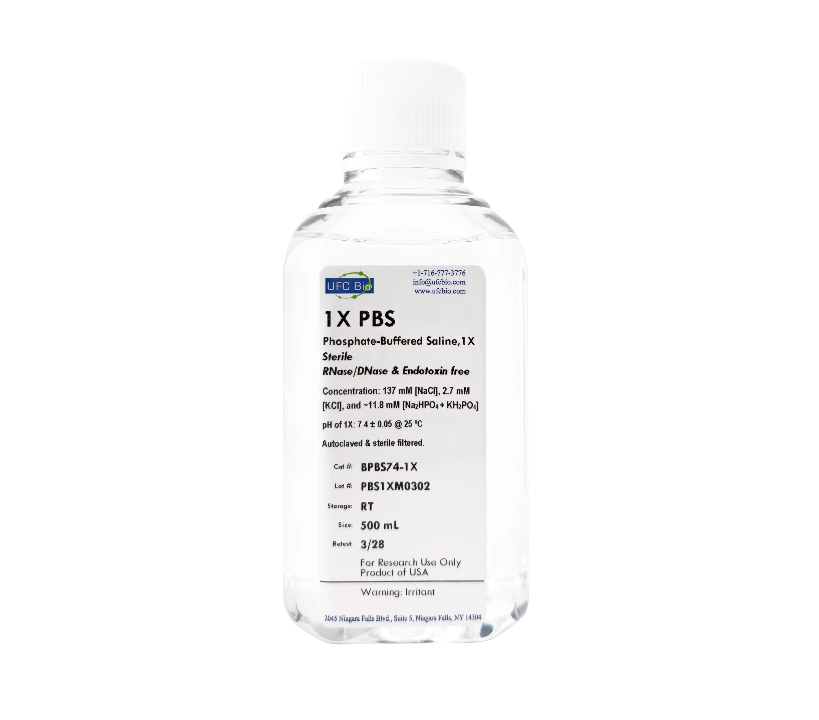 1X PBS (Phosphate Buffered Saline), 500 mL – UFCBIO