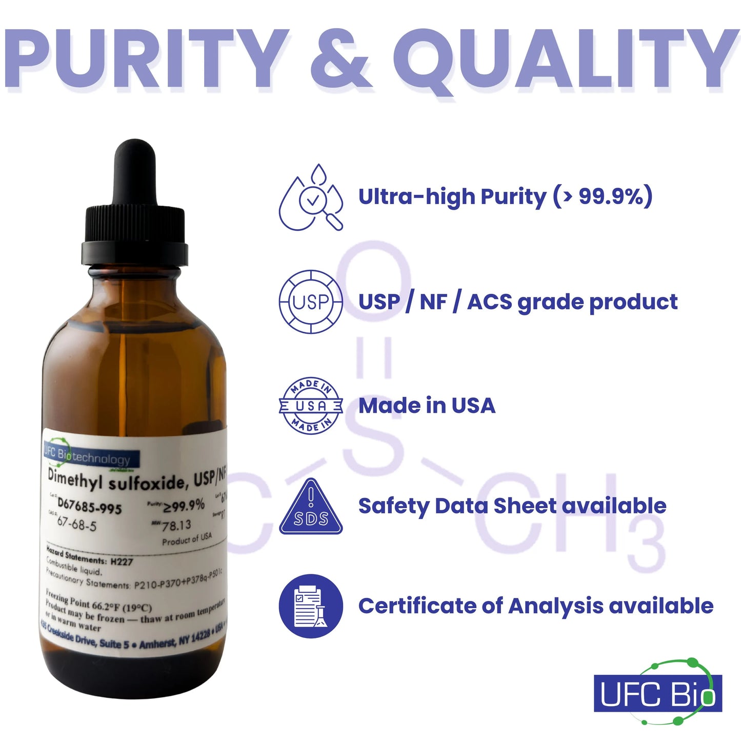99.9%+ DMSO, USP/NF/ACS Pharma Grade