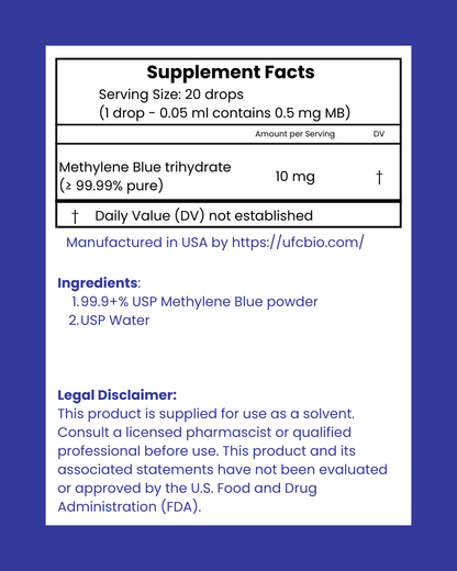 UFC BIO Methylene blue 1% Supplement Facts