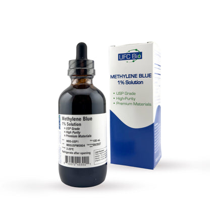UFC BIO Methylene Blue 1% Solution dropper bottle and box