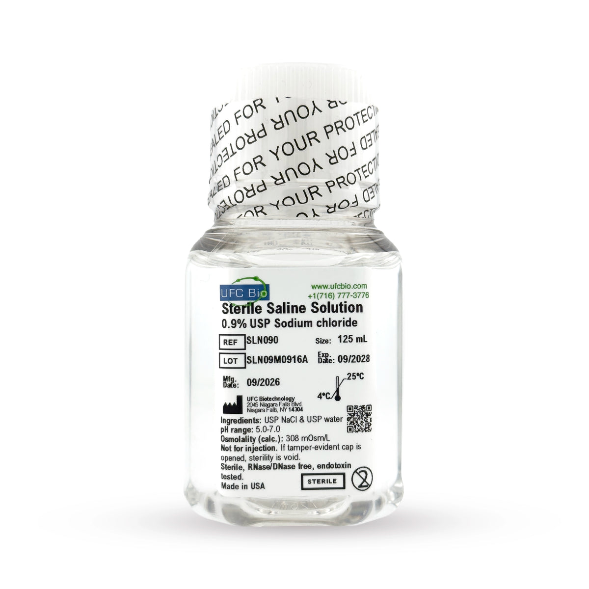 Sterile Saline Solution (0.9% NaCl), USP-Grade Sodium Chloride, 0.05 µm Filtered