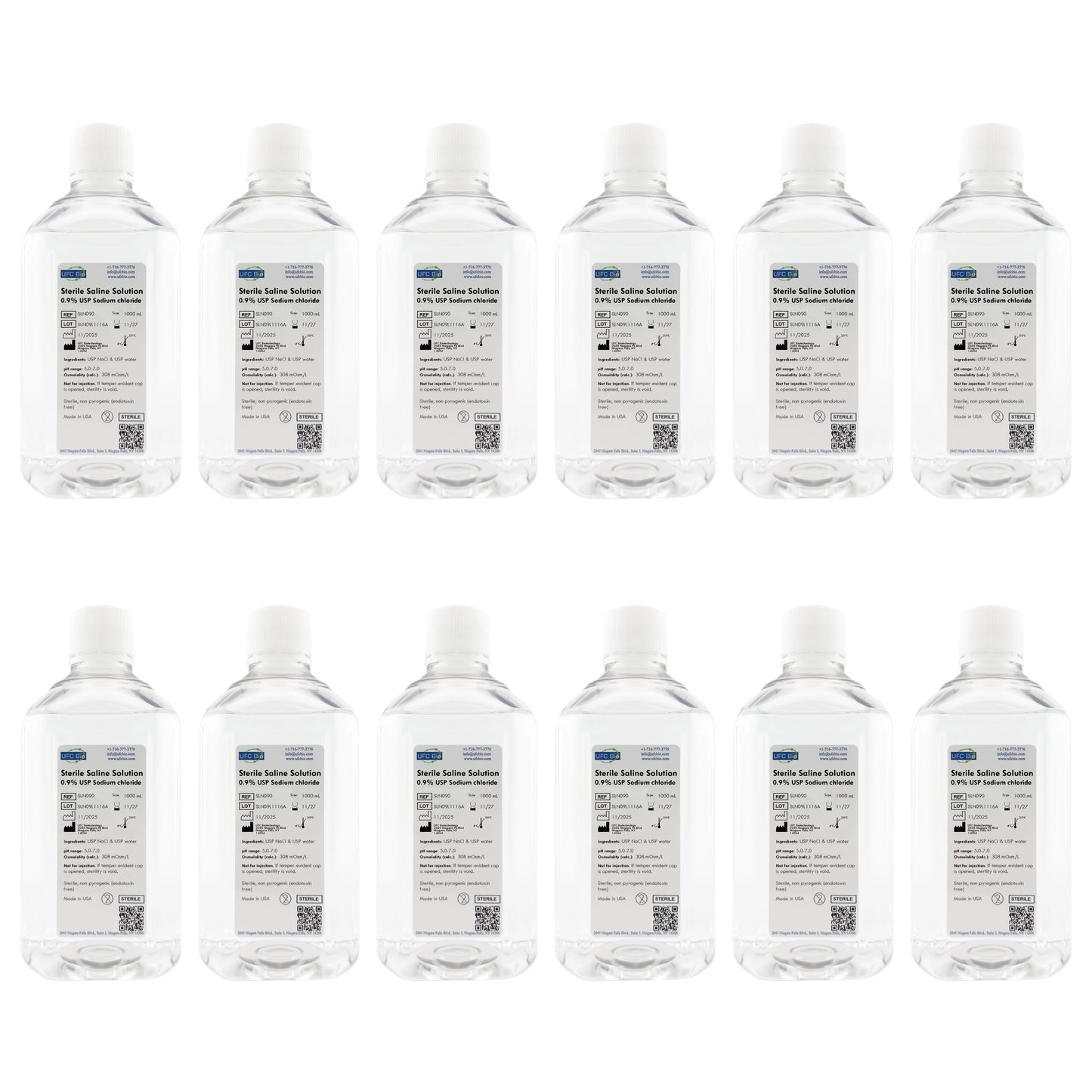 Sterile Saline Solution, 0.9% - USP Grade - RNase/DNase Free - 500 mL