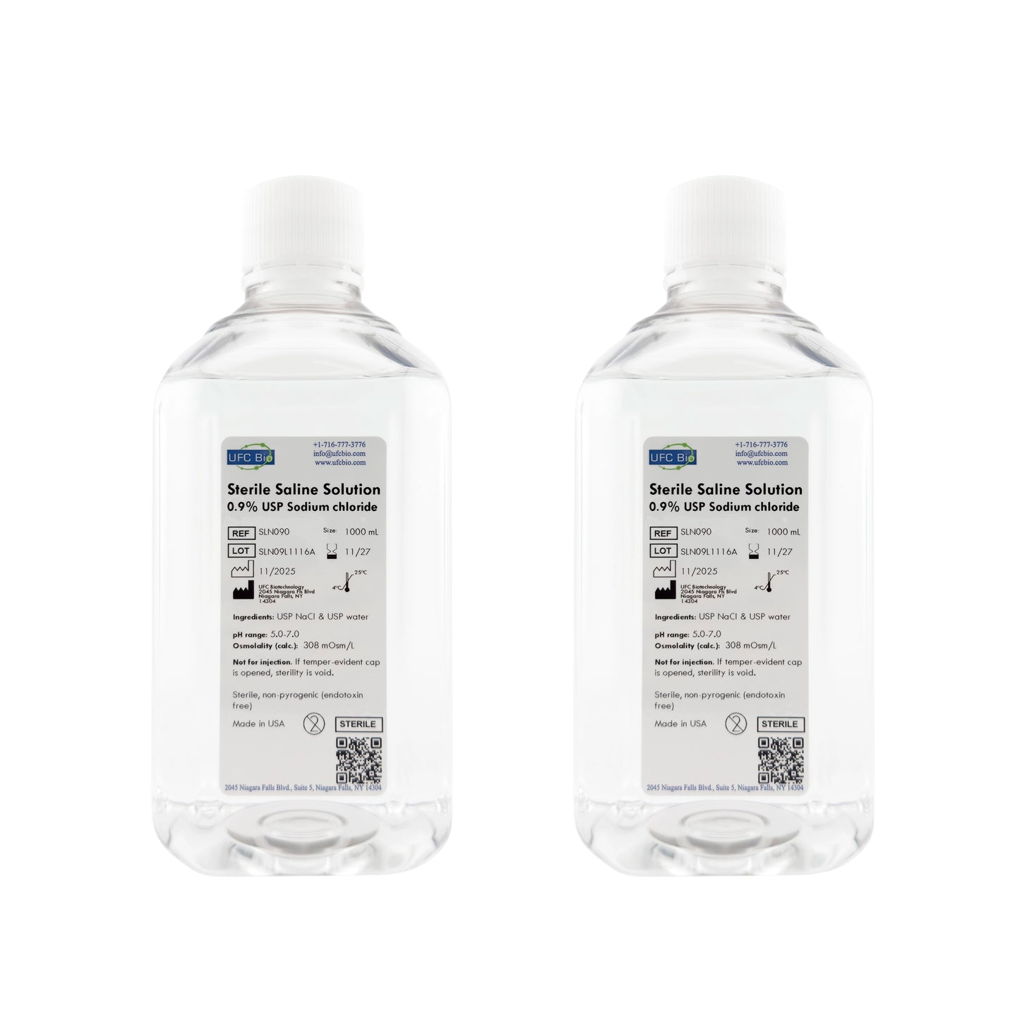 Sterile Saline Solution, 0.9% - USP Grade - RNase/DNase Free - 500 mL