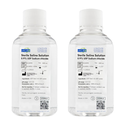 Sterile Saline Solution, 0.9% - USP Grade - RNase/DNase Free - 500 mL