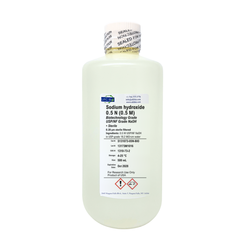UFC BIO Sodium Hydroxide 0.5N (0.5M) solution, sterile, Biotechnology Grade, 500 mL bottle, catalog S131073-05N-BIO