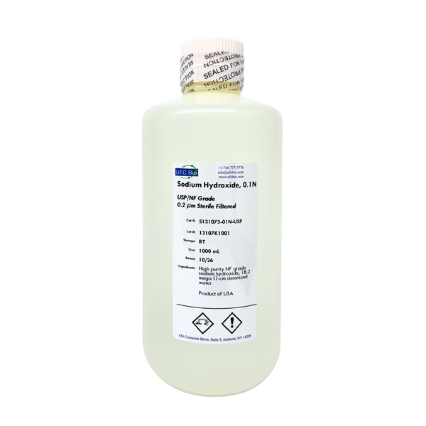 0.1N Sodium Hydroxide (NaOH) Solution - USP/NF Grade - 0.2uM Sterile-Filtered - 500mL