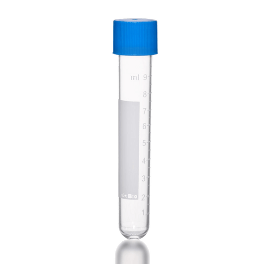 12mL Transport/Culture Tube, 16 × 100mm, Transparent, with screw cap, white printed graduations, sterile - 1000 Tubes - ufcbio