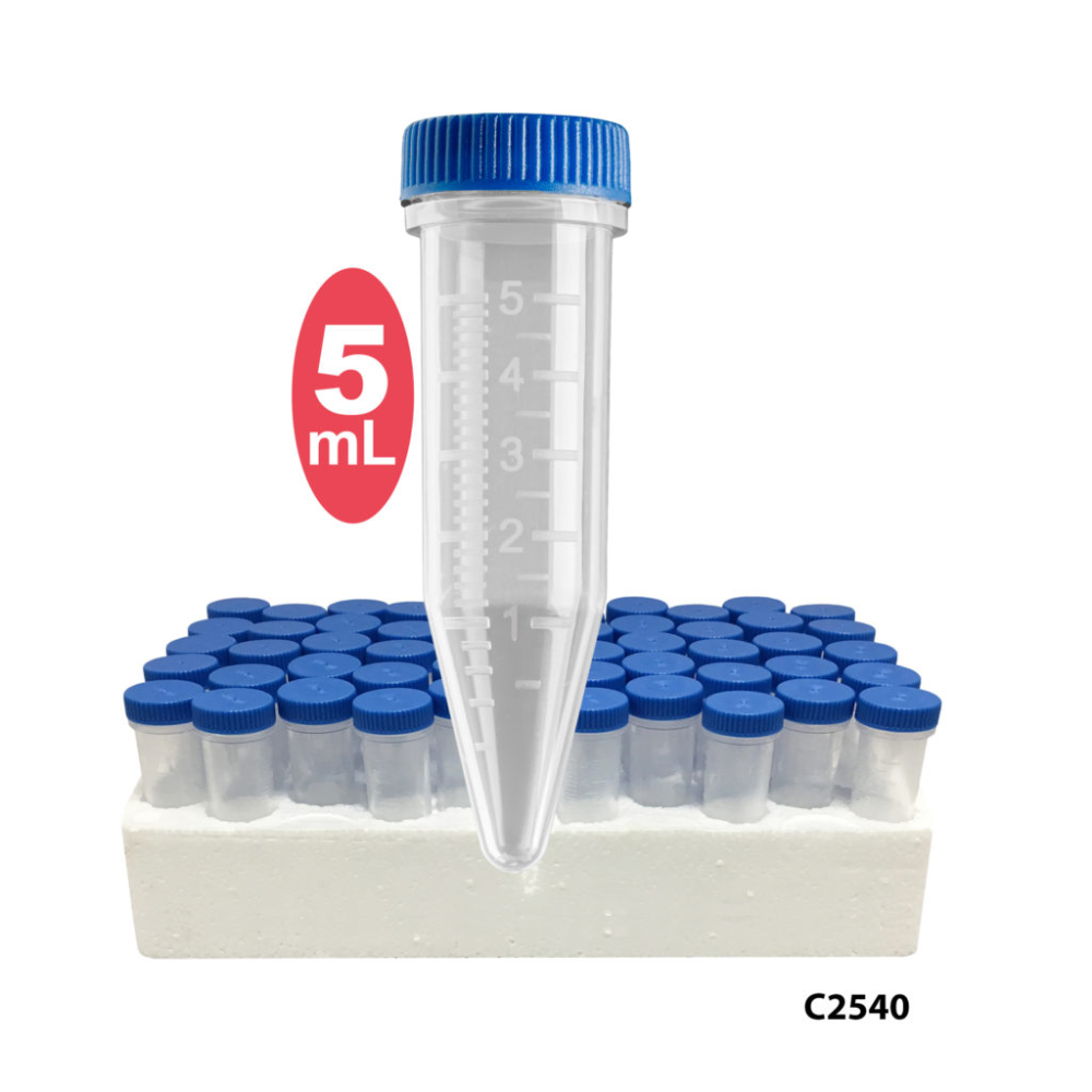 Sterile Five-O™ 5mL MacroTubes® w/ attached screw caps in foam racks - 500 Tubes - ufcbio