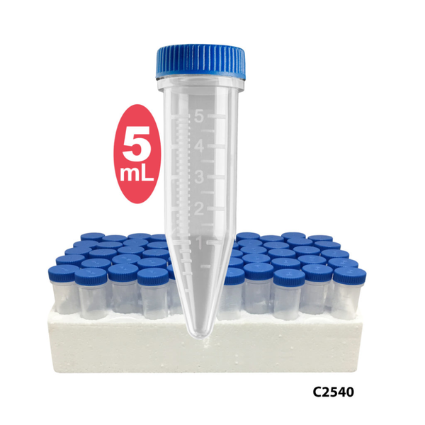 Sterile Five-O™ 5mL MacroTubes® w/ attached screw caps in foam racks - 500 Tubes