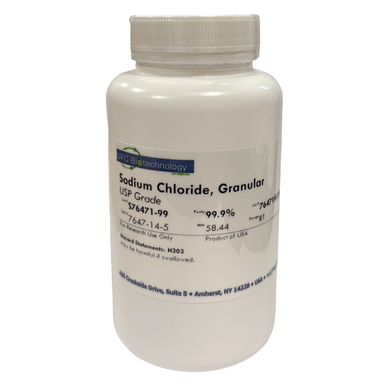 Sodium Chloride, Granular 99+% - USP Grade - Meets BP/EP/FCC/JP Specifications - 500G