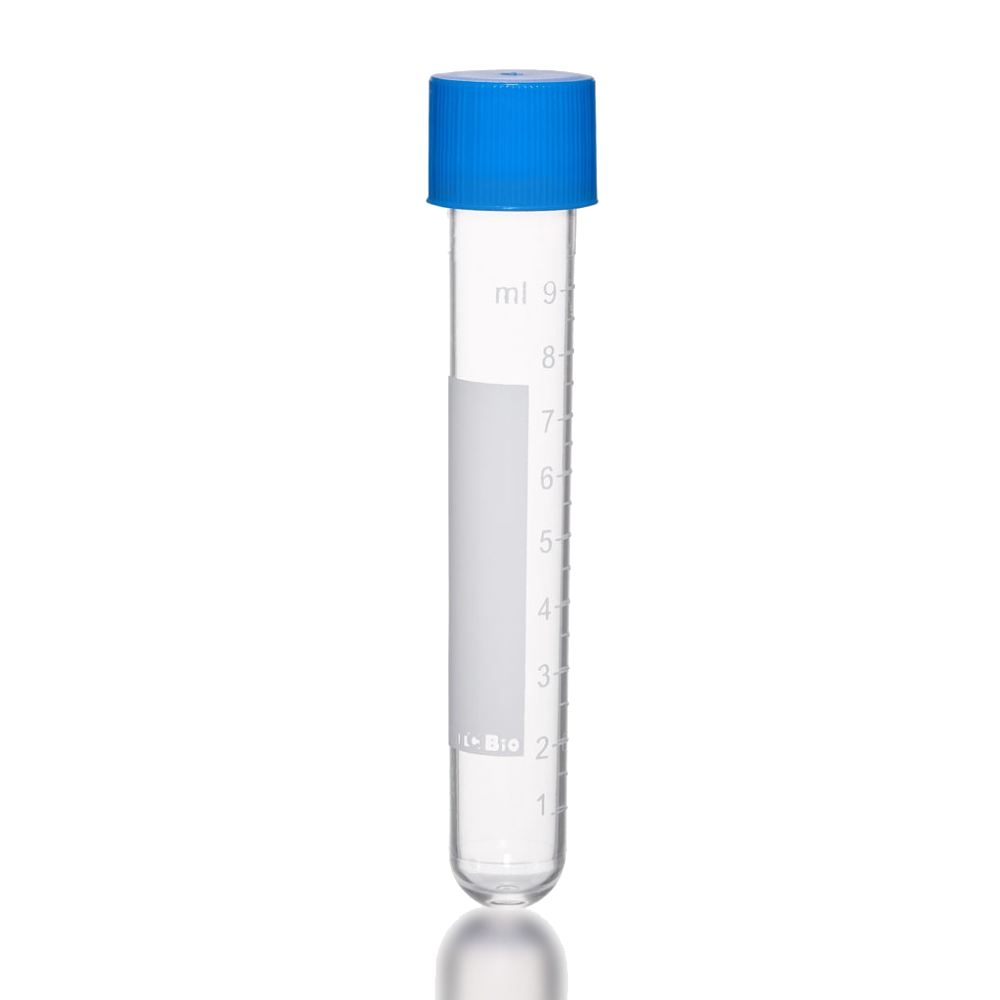 12mL Transport/Culture Tube, 16 × 100mm, Transparent, with screw cap, white printed graduations, sterile - 1000 Tubes