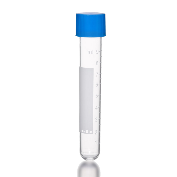 12mL Transport/Culture Tube, 16 × 100mm, Transparent, with screw cap, white printed graduations, sterile - 1000 Tubes